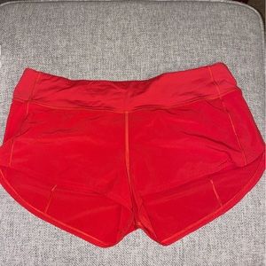 Red Lululemon Speed Up Low Rise Lined 2.5 Short